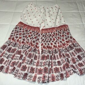Juniper peacock print super wide ruffled bell bottom pants size Medium LNC!